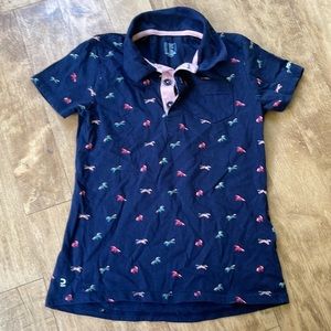 Decathlon Fouganza Kids Navy Horse Print polo t-shirt